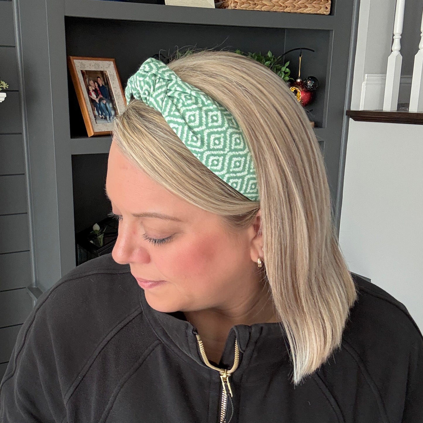 Green and White Headband