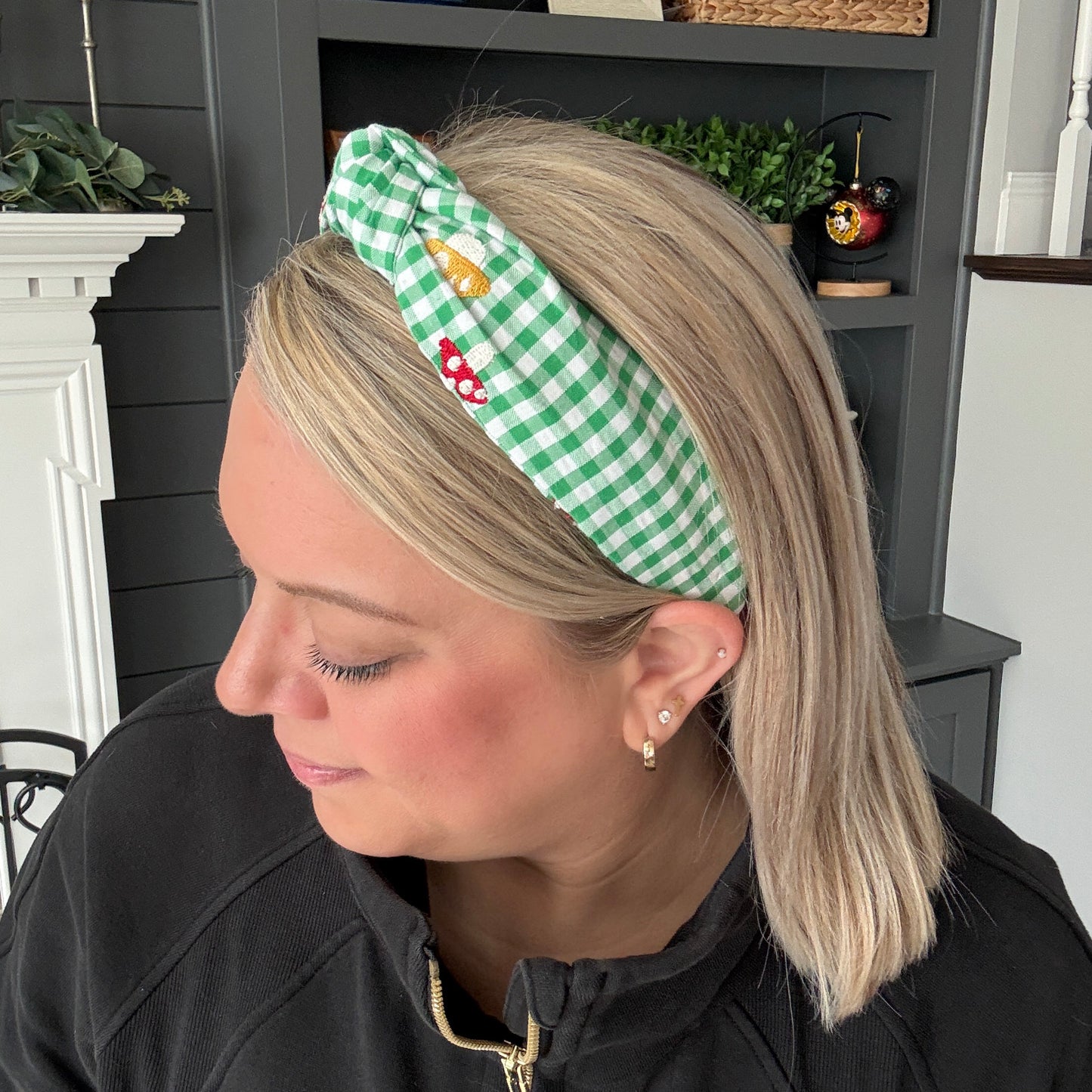 Green & White Mushroom Headband