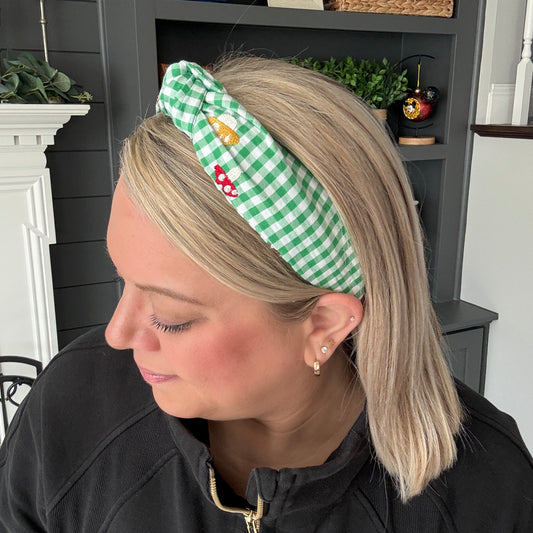 Green & White Mushroom Headband
