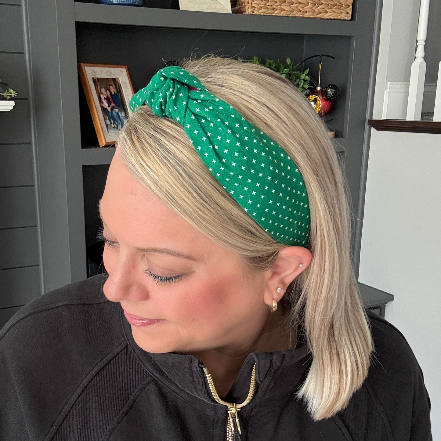 Kelly Green & White Cross Headband
