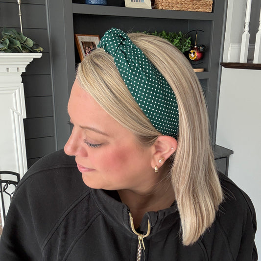 Dark Green & White Headband