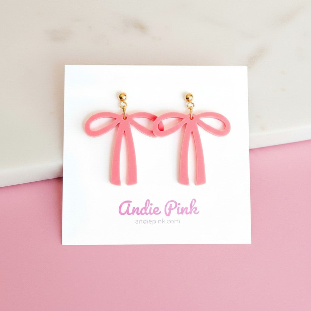 Coral Bow Earrings