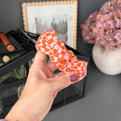 Halloween Pink & Orange Checkered Headband