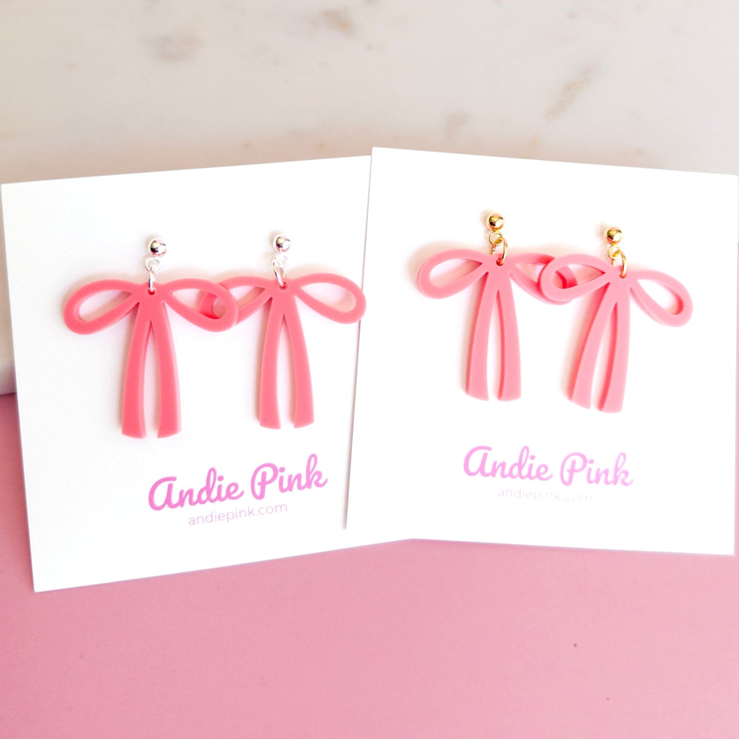 Coral Bow Earrings