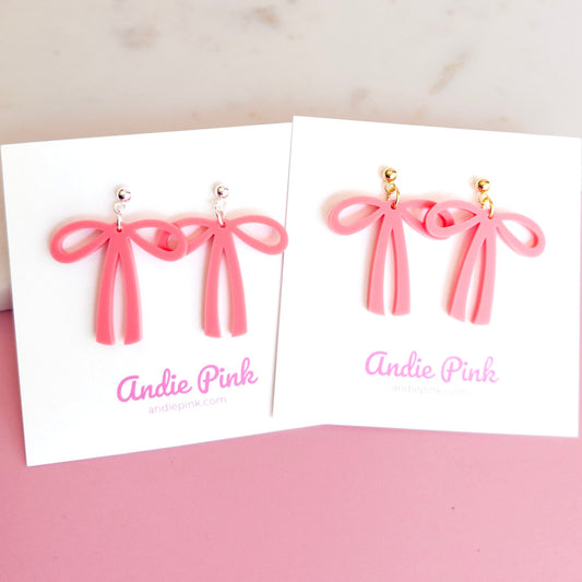 Coral Bow Earrings