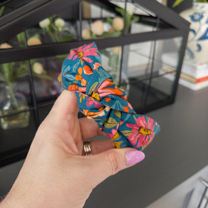 Navy & Orange Floral Headband