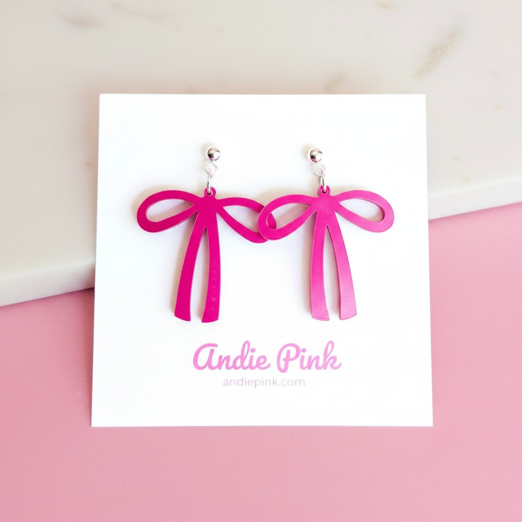 Magenta Bow Earrings