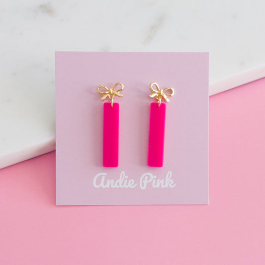 Hot Pink Column Earrings