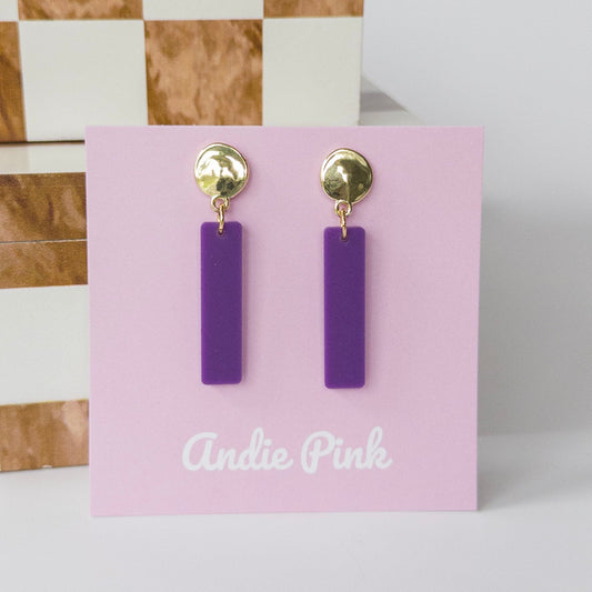 Purple and Gold Column Earrings