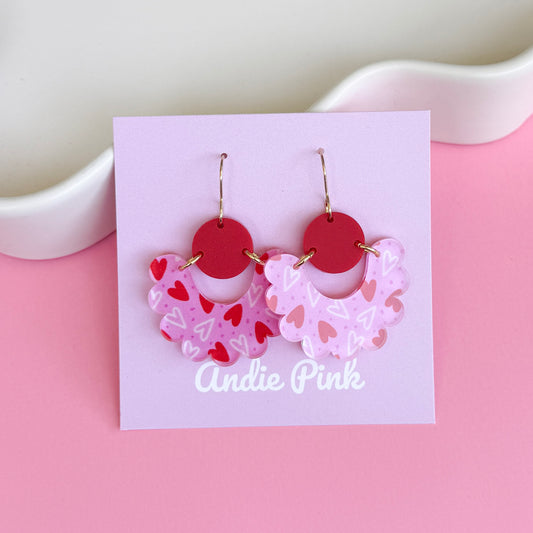 Pink & Red Hearts Charlie Earrings