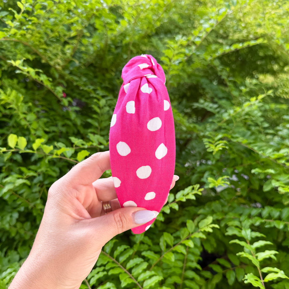Hot Pink & White Polka Dot Headband