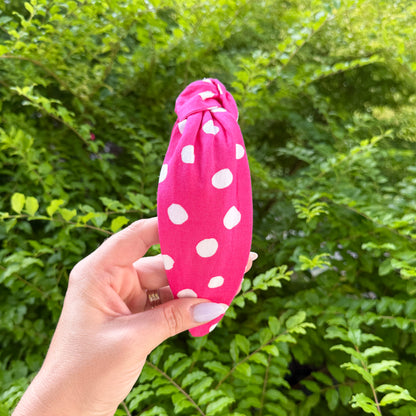 Hot Pink & White Polka Dot Headband
