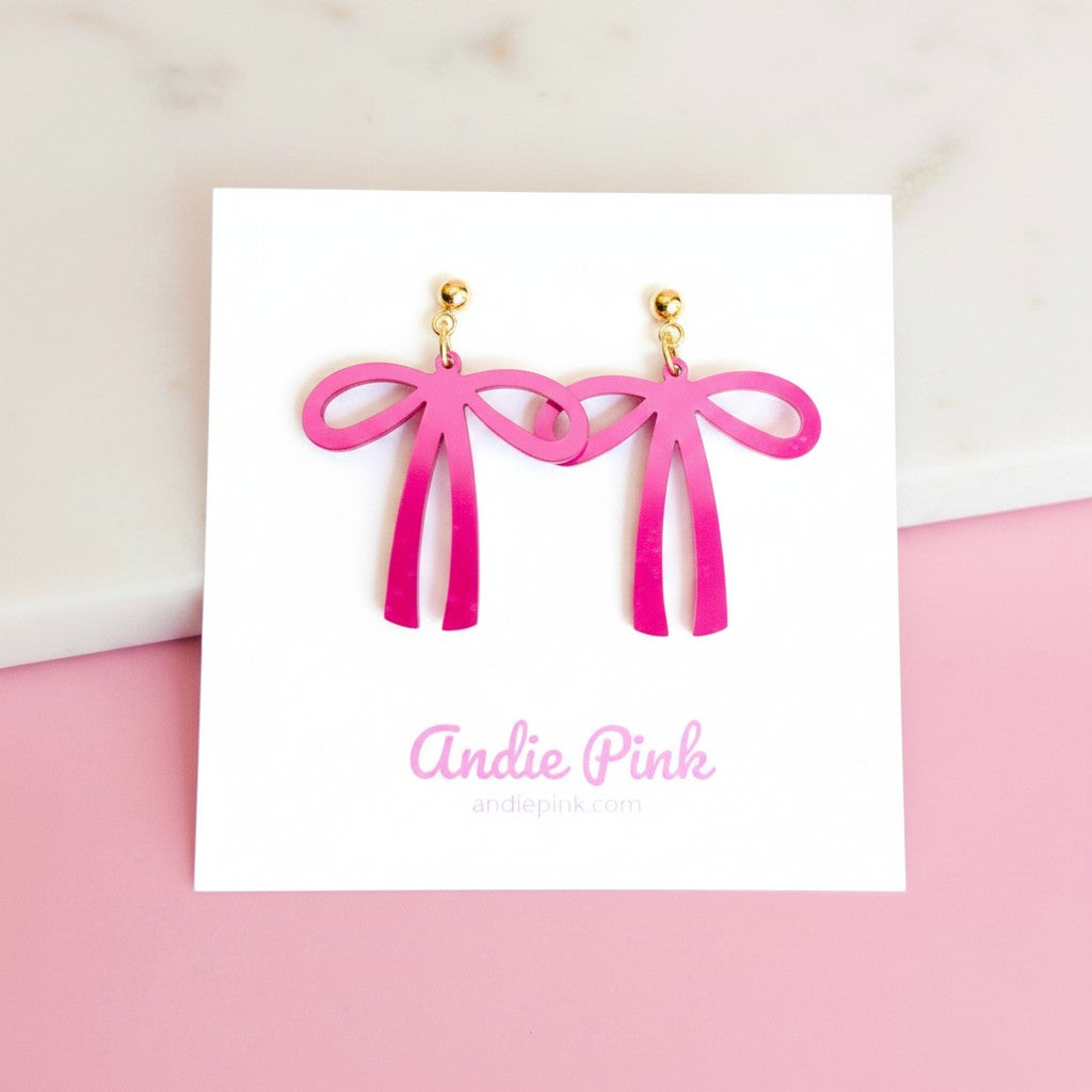 Magenta Bow Earrings