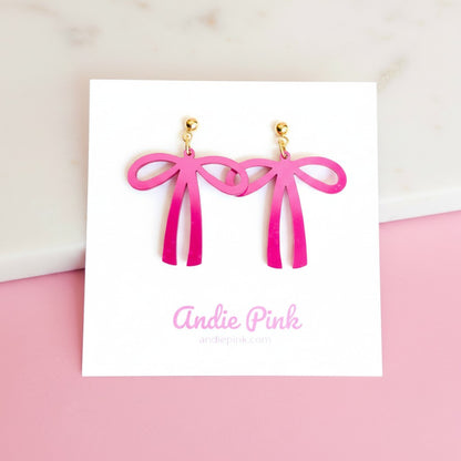 Magenta Bow Earrings