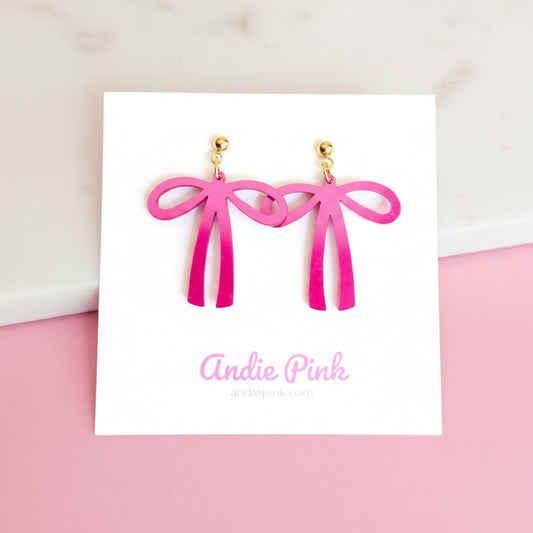Magenta Bow Earrings