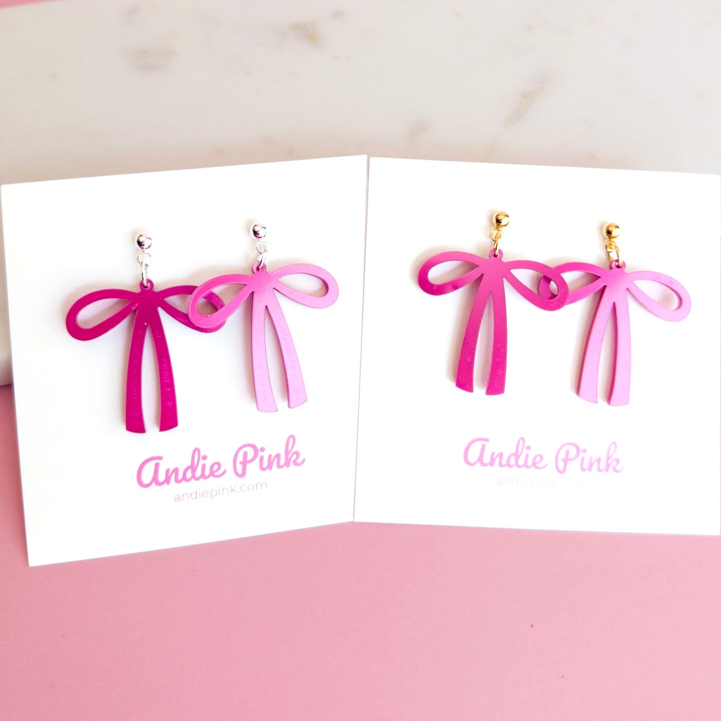 Magenta Bow Earrings