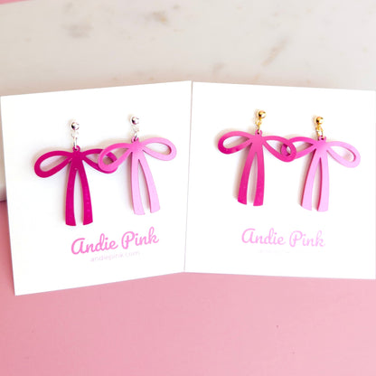 Magenta Bow Earrings
