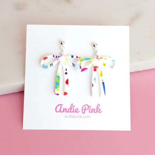 School Teacher Theme Bow Earrings