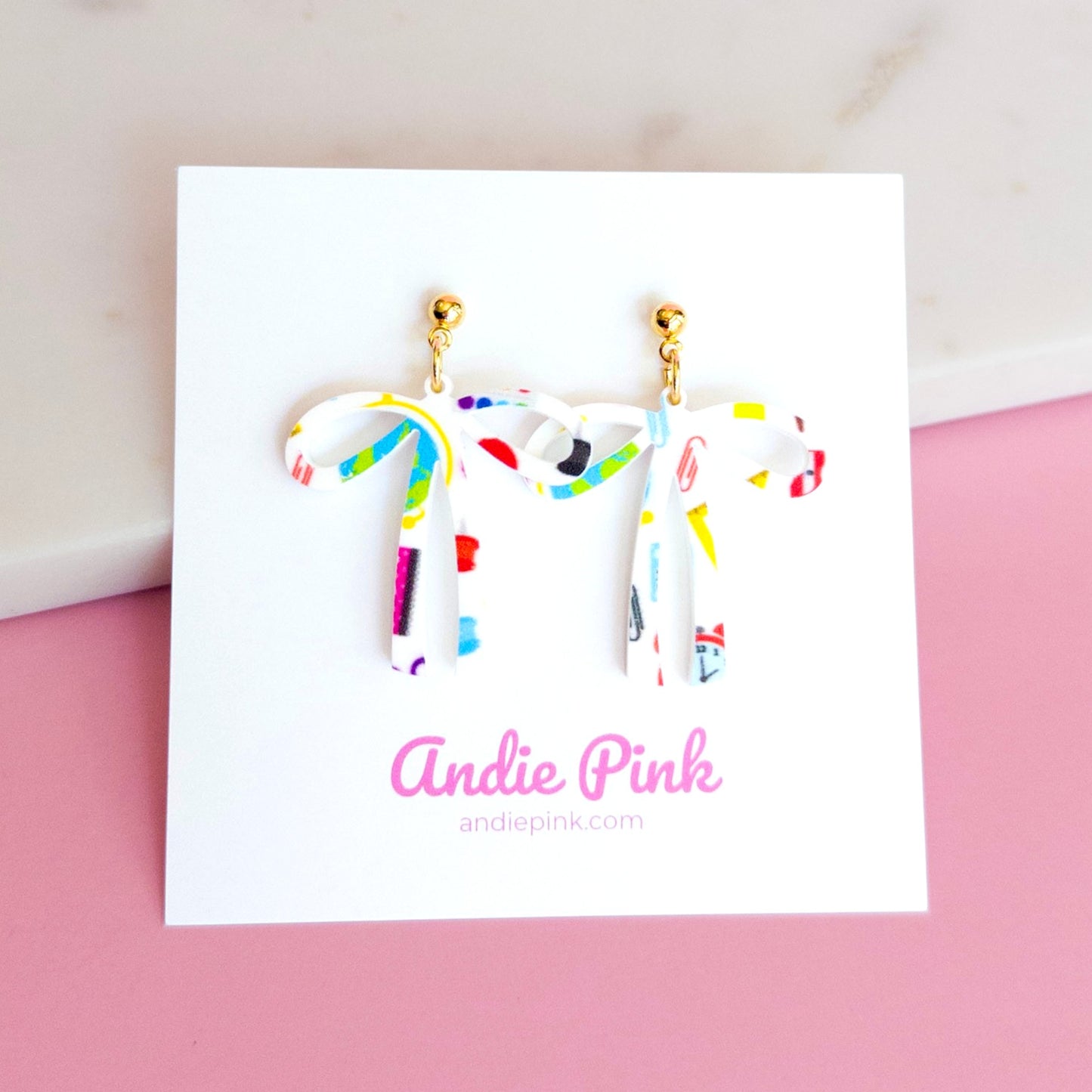 School Teacher Theme Bow Earrings