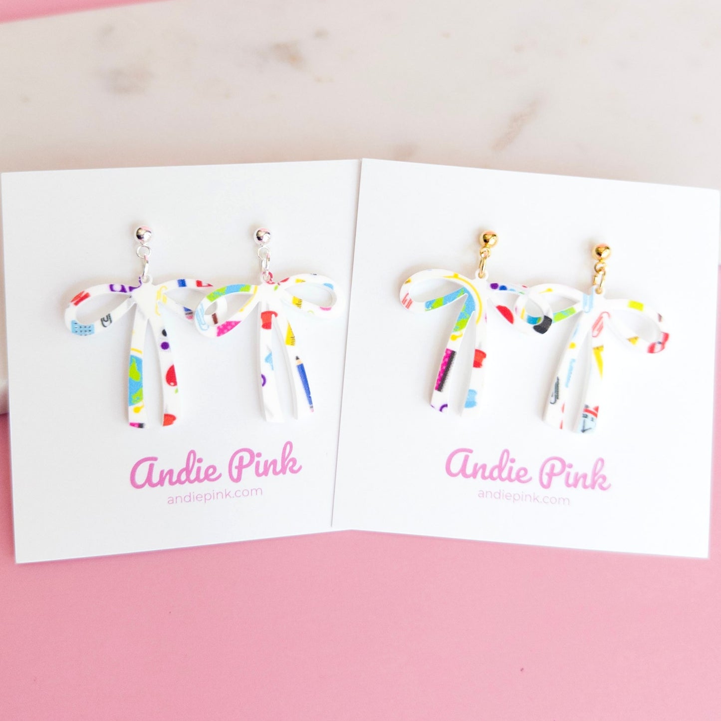 School Teacher Theme Bow Earrings