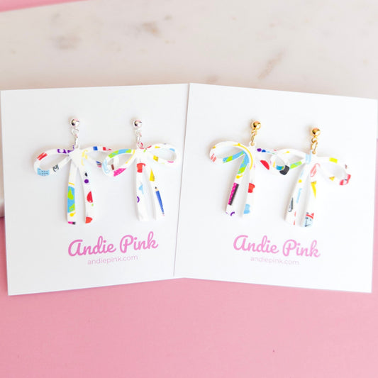 School Teacher Theme Bow Earrings
