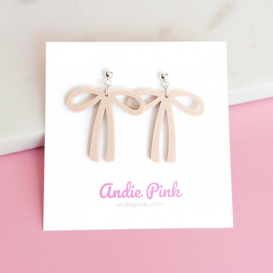 Tan Bow Earrings