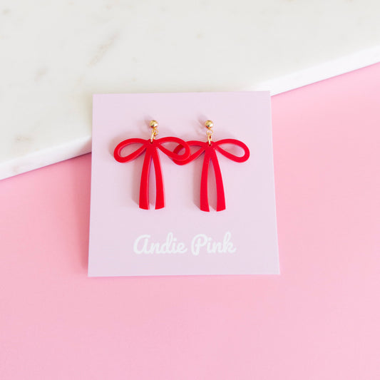 Red Olivia Bow Earrings