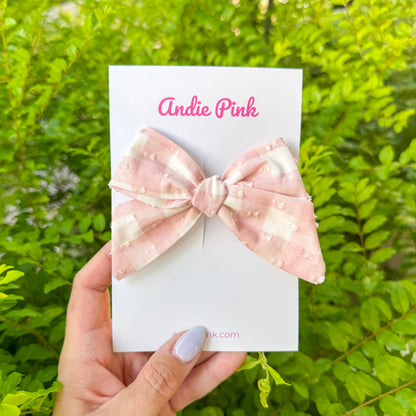 4" Pink & White Bows