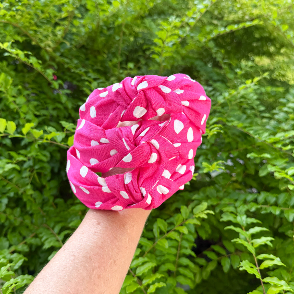 Hot Pink & White Polka Dot Headband
