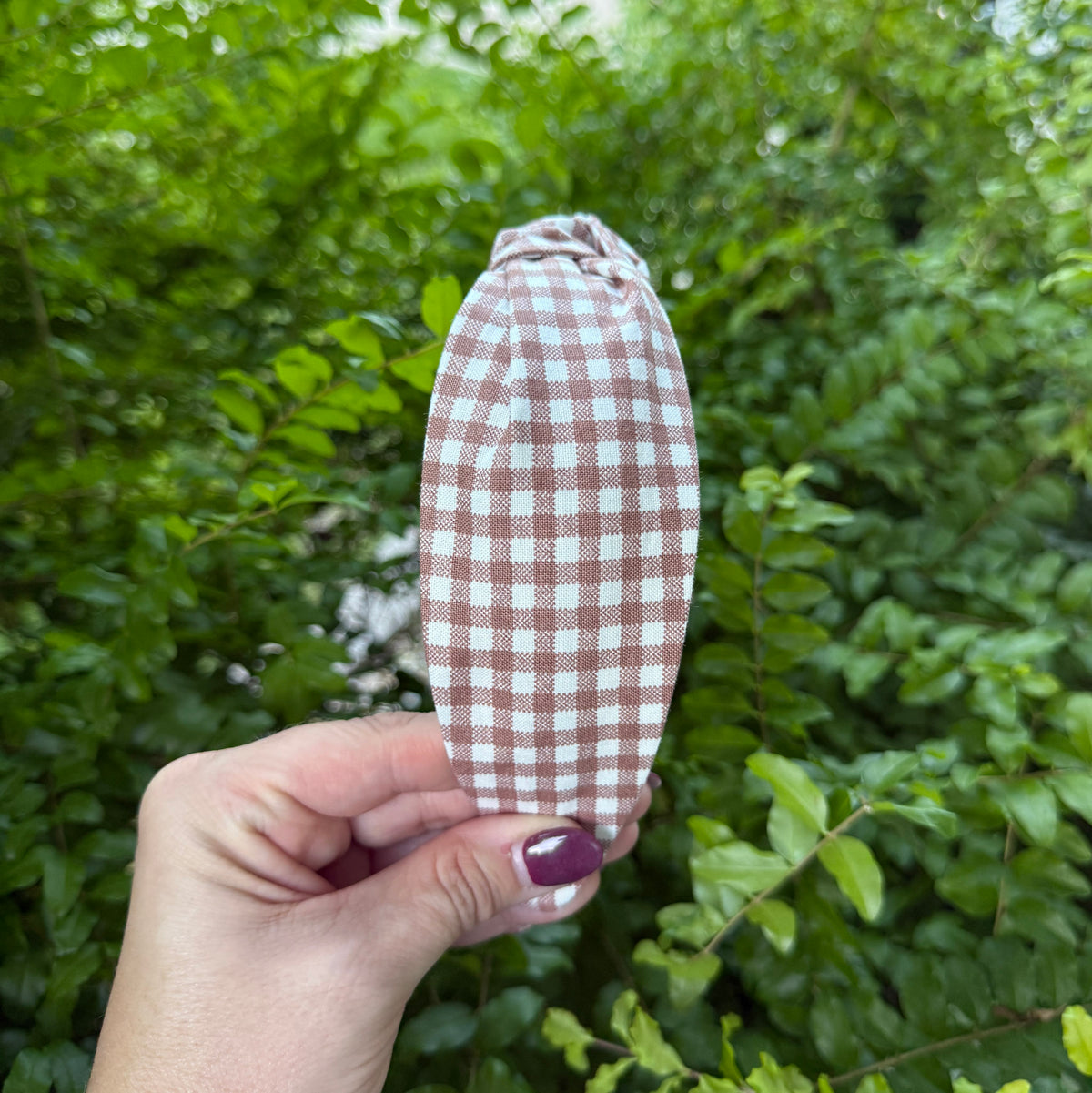 Mocha Gingham Headband