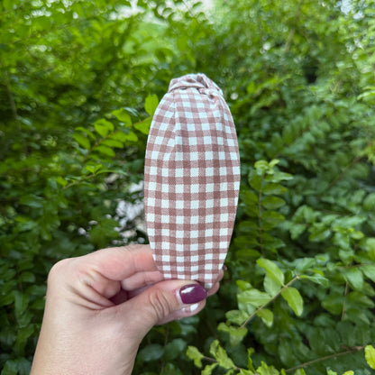 Mocha Gingham Headband