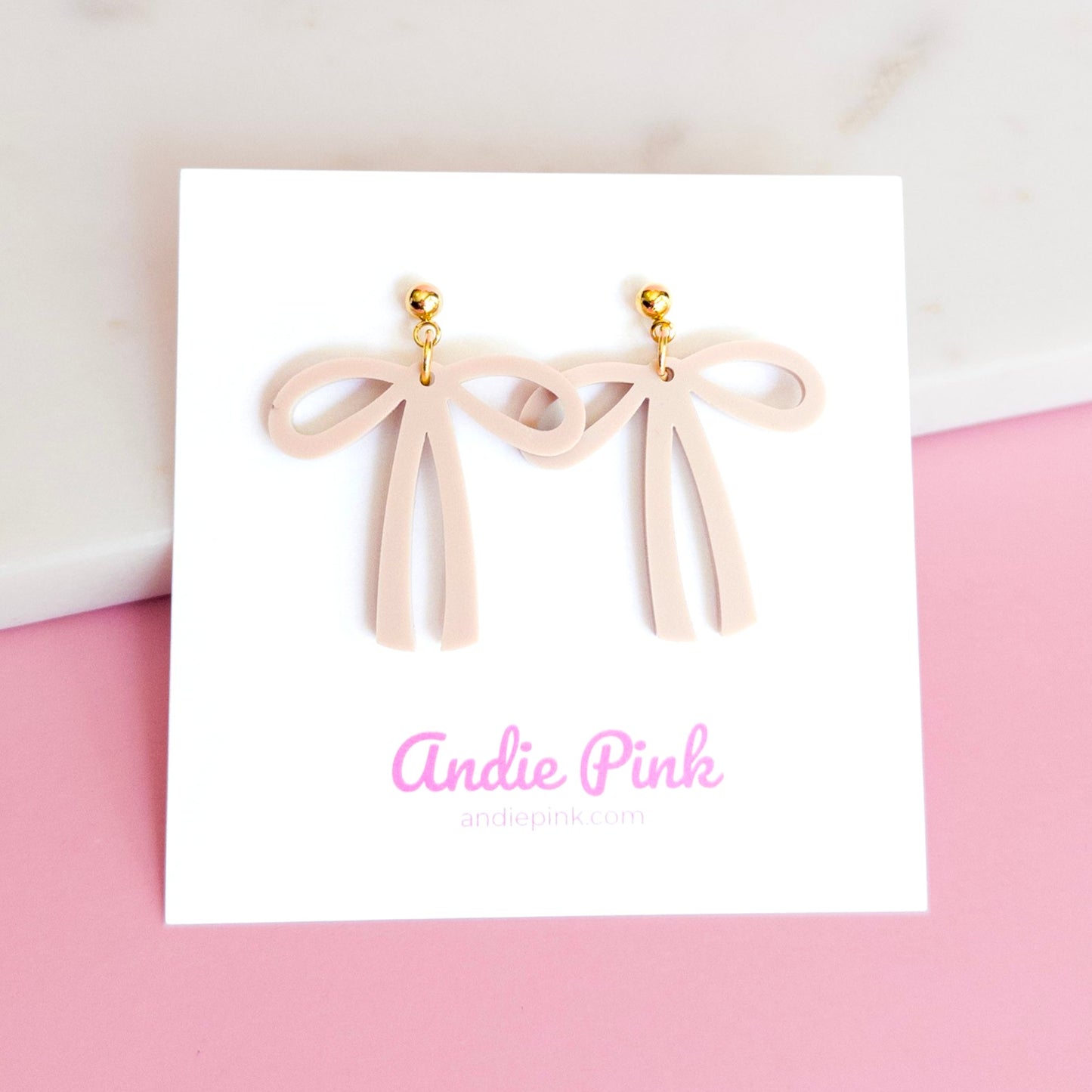 Tan Bow Earrings