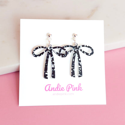 Black & White Bow Earrings