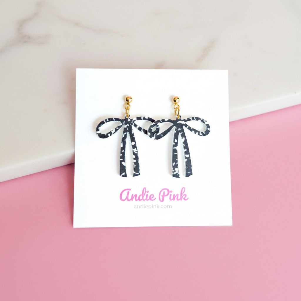Black & White Bow Earrings