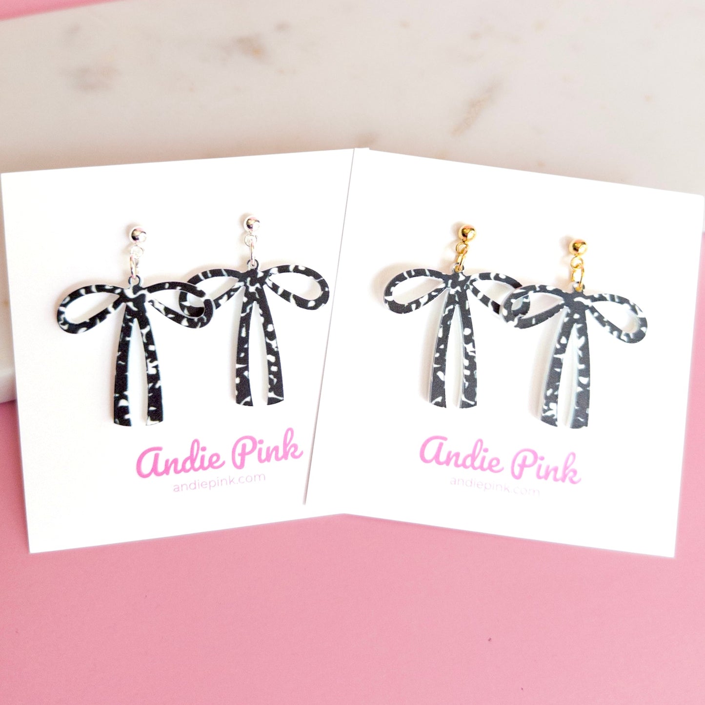Black & White Bow Earrings