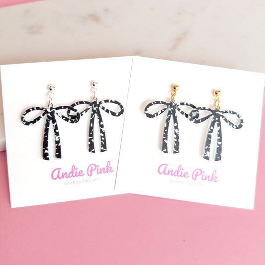 Black & White Bow Earrings