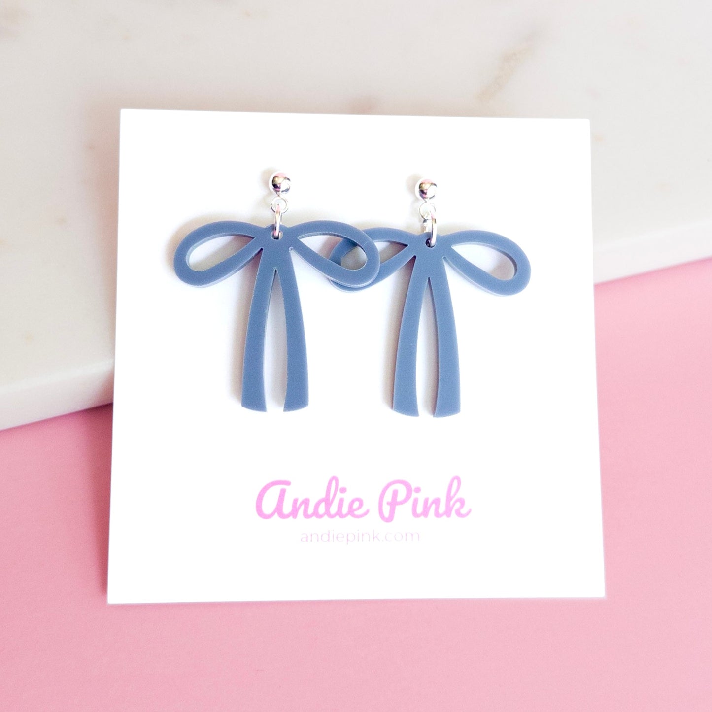 Grey Bow Earrings