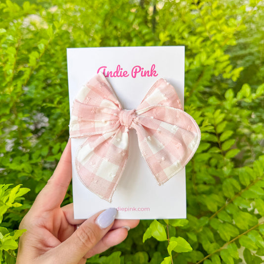 4.5" Pink & White Flutter Bow