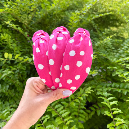 Hot Pink & White Polka Dot Headband