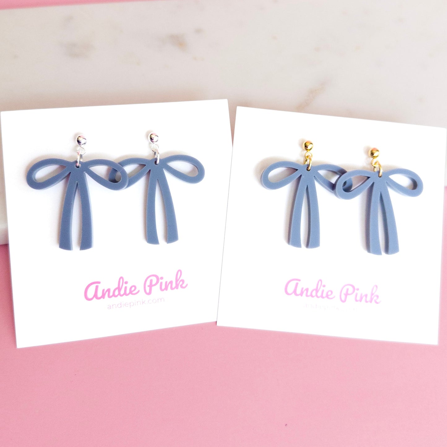 Grey Bow Earrings