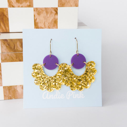 Purple & Gold Statement Earrings