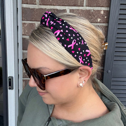 Black & Pink Ribbon Breast Cancer Headband