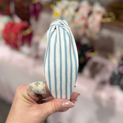 White & Blue Stripe Headband featuring Rifle Paper Co. fabric