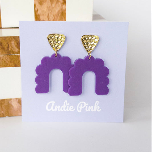 Purple & Gold Arch Earrings | 2 Styles Available