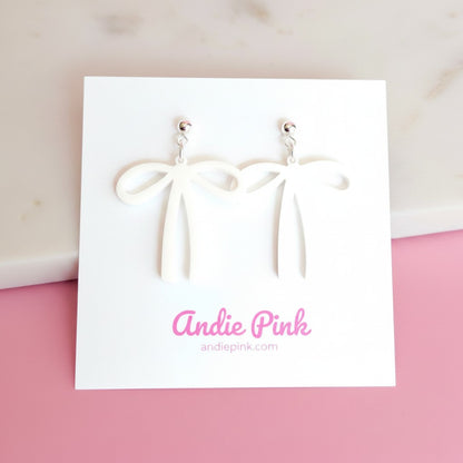 White Bow Earrings