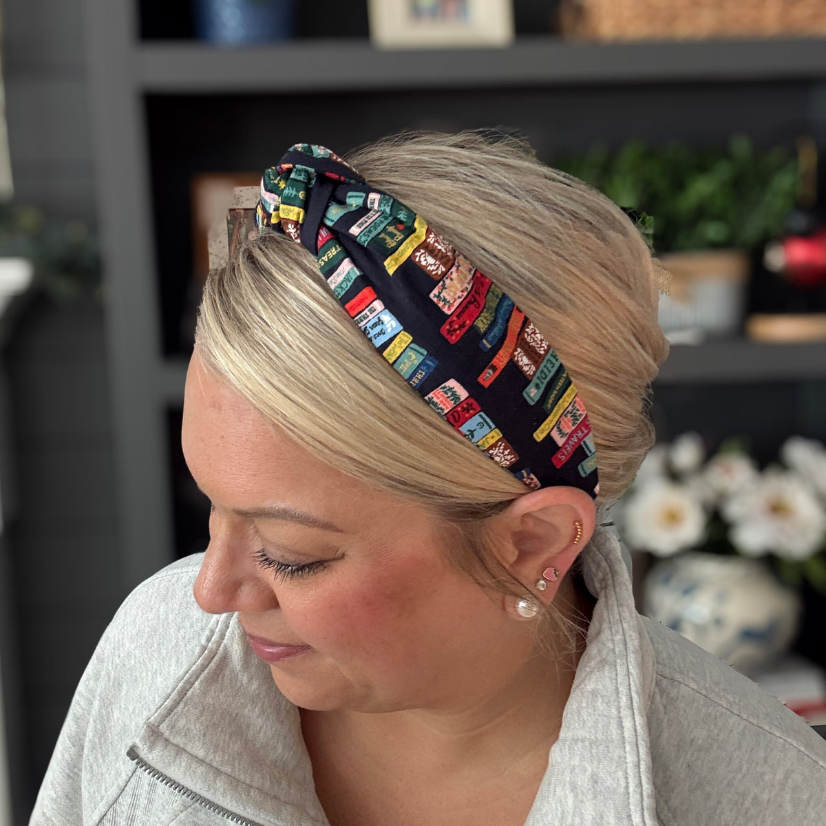 Navy Bookish Headband | Made with Rifle Paper Co. fabric