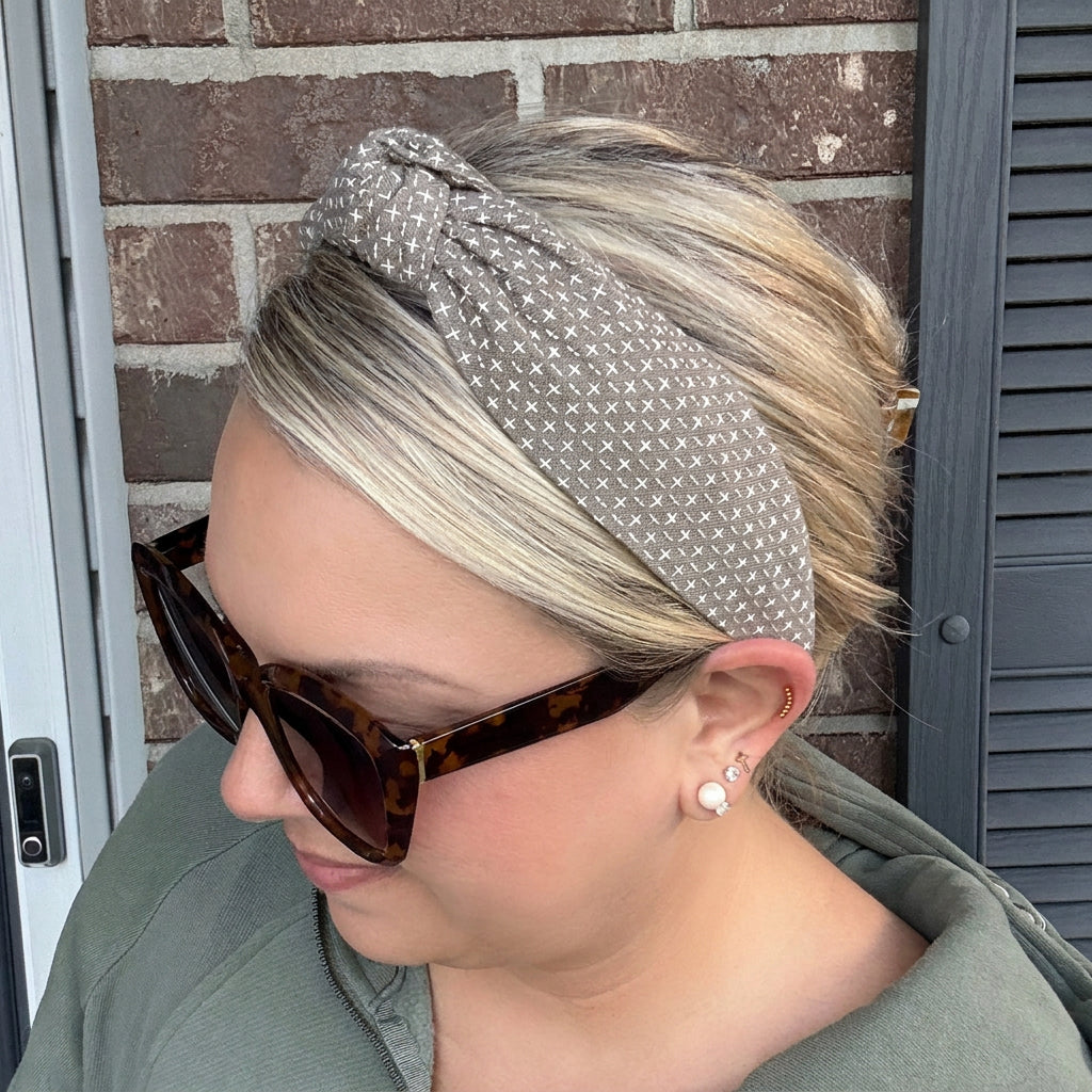 Taupe Crosshatch Headband