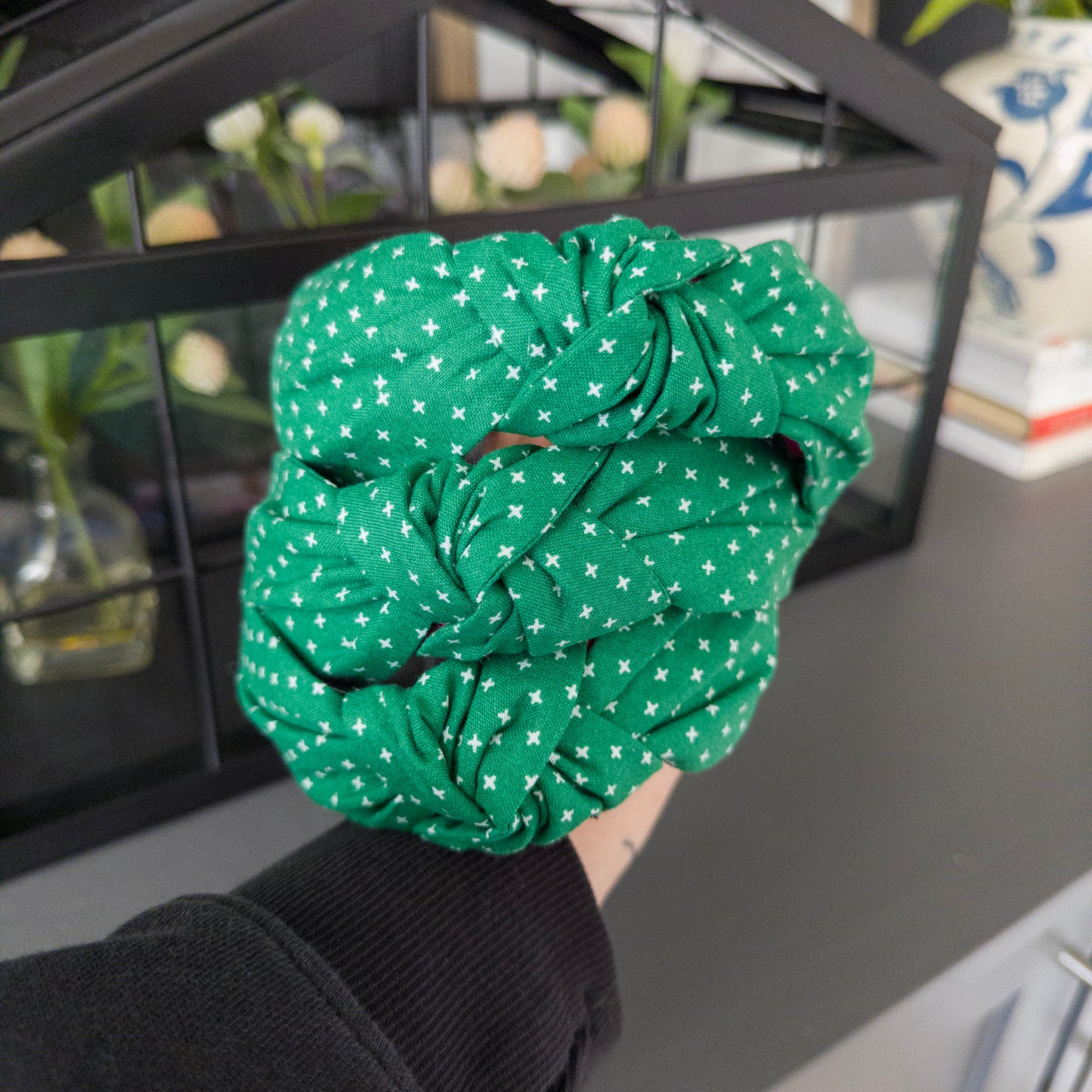 Kelly Green & White Cross Headband