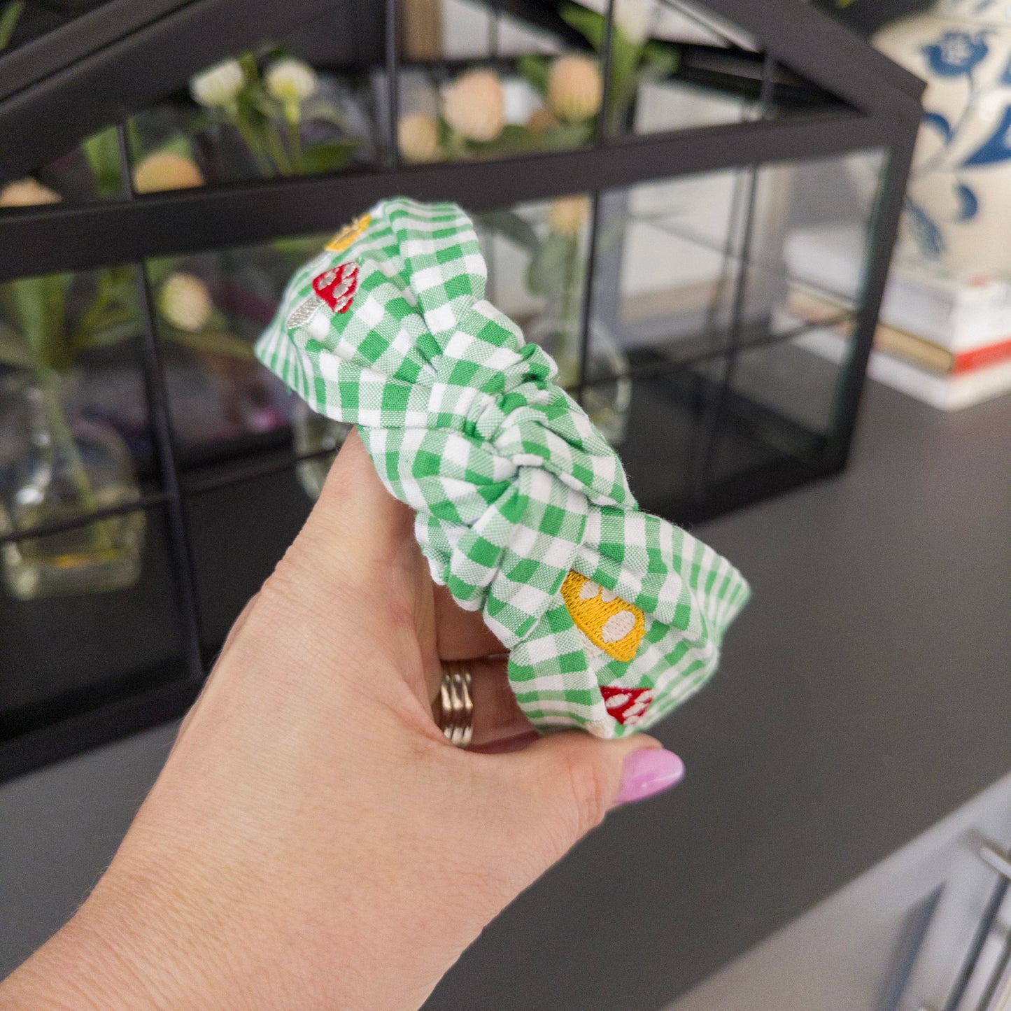 Green & White Mushroom Headband