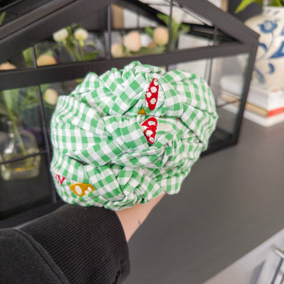 Green & White Mushroom Headband